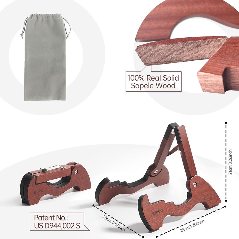 Wingo Wood Guitar Stand with 10 Picks, Folding A-frame Wooden Floor Stand for Acoustic Electric Bass Guitars with Non-slip Rubber, Fully Assembled. - Image 5